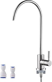 Ibergrif M22301A Drinking Water Filter Kitchen Tap,304 Stainless Steel Modern Single Lever Home Water Filter Faucet for UK, 360° Swivel, Reverse Osmosis Faucet with 2 Tap Adapter, Silver