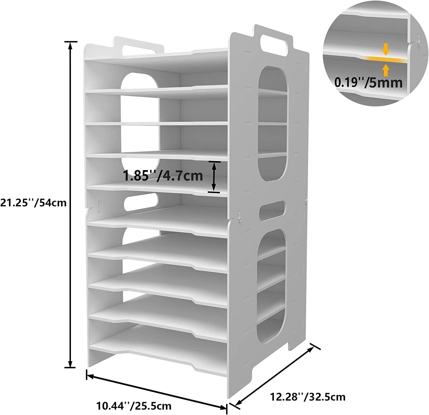 PUNCIA 10-Tier Office Paper Organizer for Desk Desktop File Holder Desk Letter Tray A4 Paper Holder Document Storage Rack for Home Office School-3