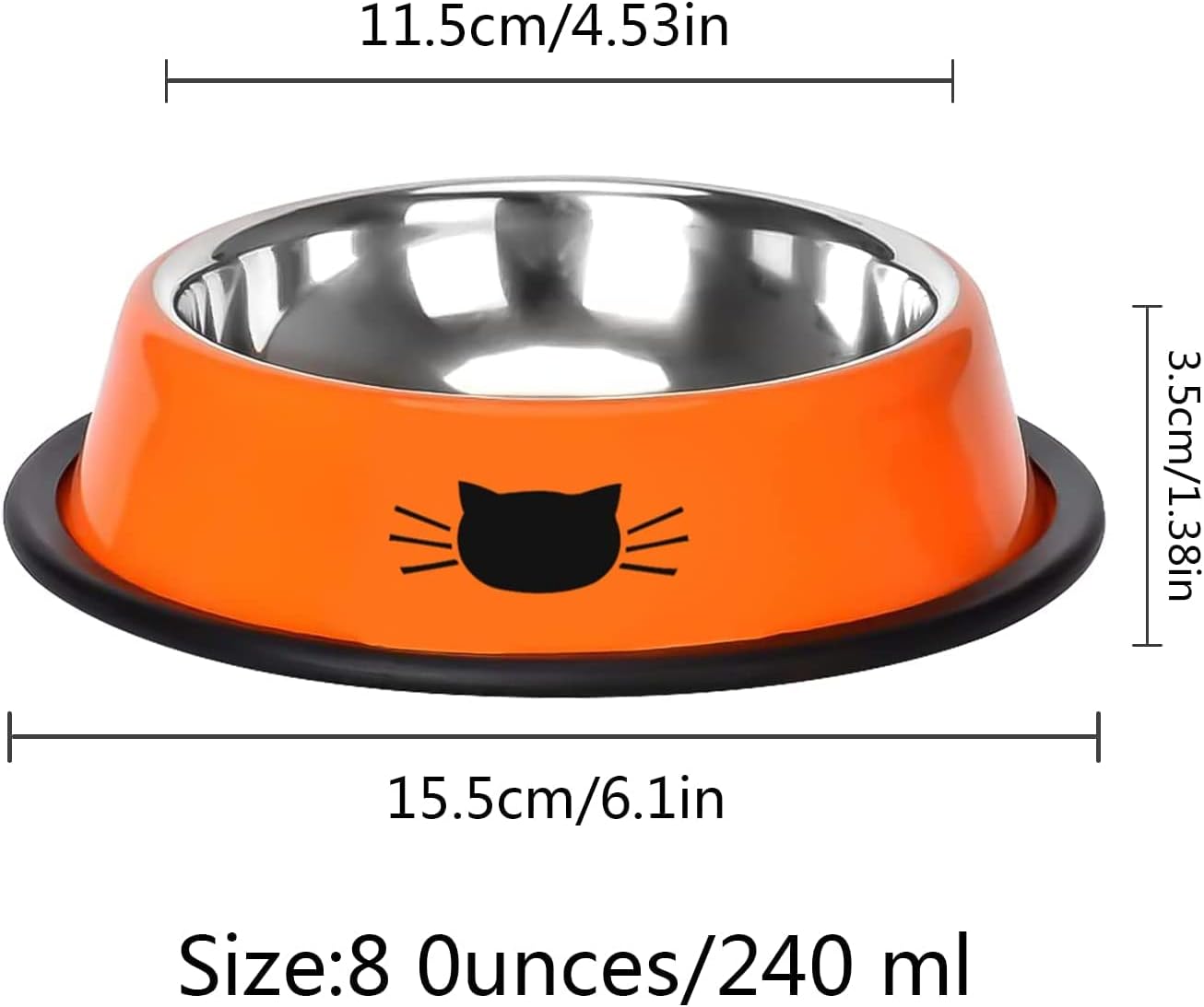 Ctop 2 Piece Cat Food Bowls,Cat Bowls, Cat Protection Set,Dog Bowls.Non-Slip Stainless Steel Cat Bowl, Water Bowl, Cat Bowl, Cat Bowls and Drinking for Pets, Gray Red-2