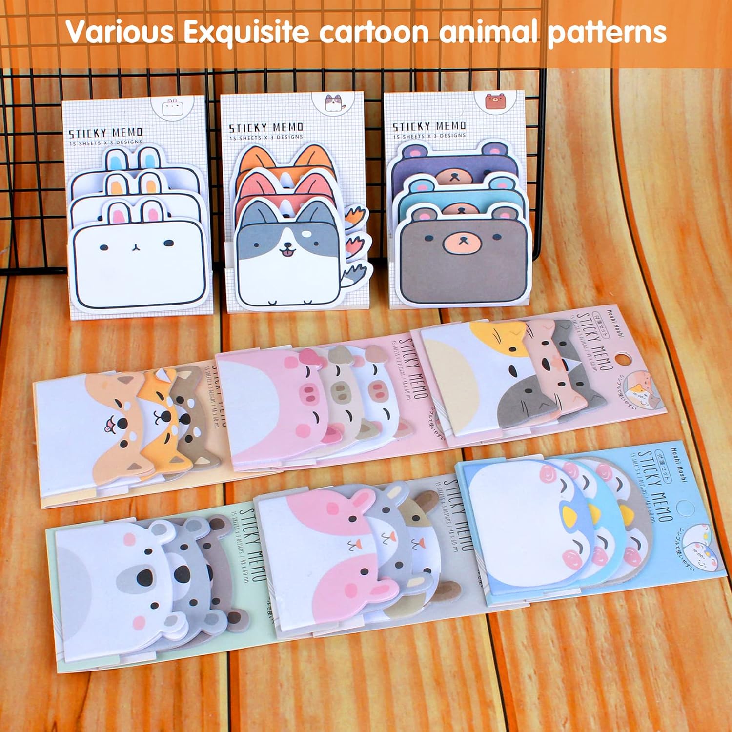 Anruyi Cartoon Animal Sticky Notes, 9 Pack/405 Sheet Cartoon Notes Animals Shape Markers Flags Memo Pad Cartoon Sticky Notes Set for Home Office School Supplies-4