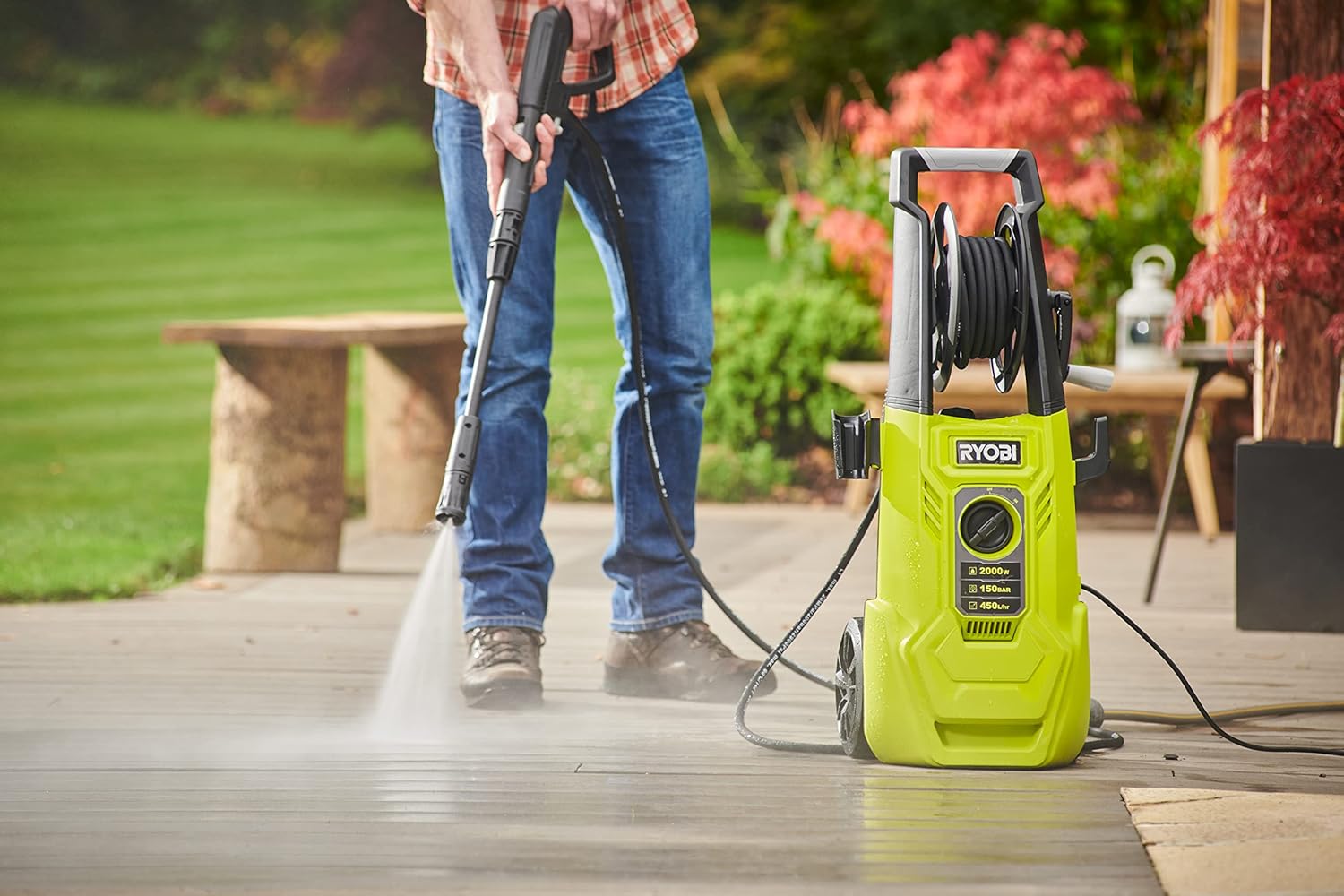 RYOBI RY150PWA 2000W 150bar Pressure Washer, Hyper Green-1