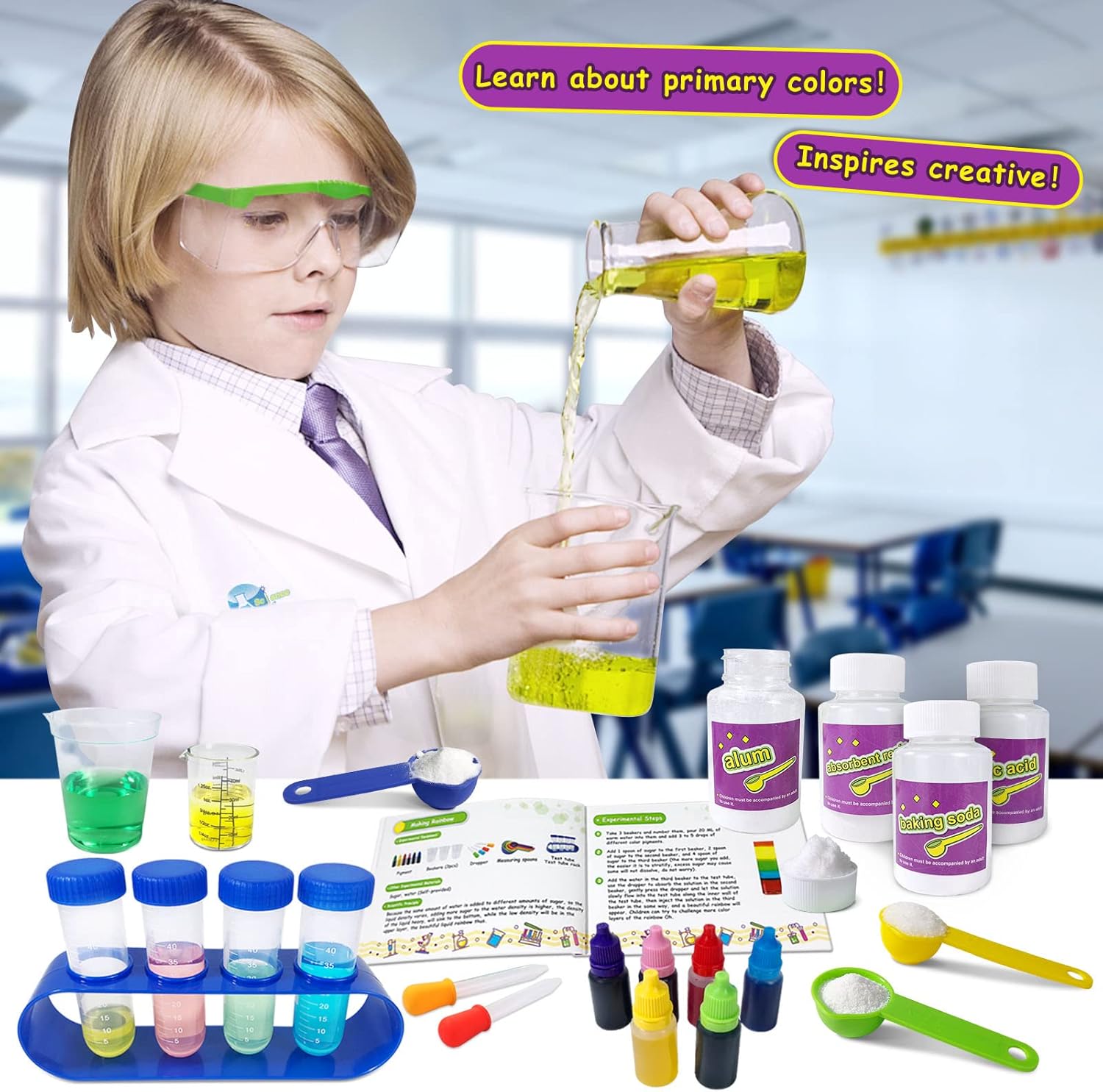 UNGLINGA 30 Science Experiments Kit with Lab Coat for Kids Scientist Costume Play Toys Gift for Boys Girls-5