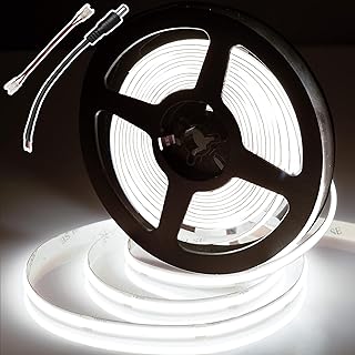 BERIXDEEP COB LED Strip Lights, Uniform DC24V LED Strip, 8mm Wide, CRI 90+, Dotless LED Tape for Room Decoration (No Power Supply), 5M, Cool White