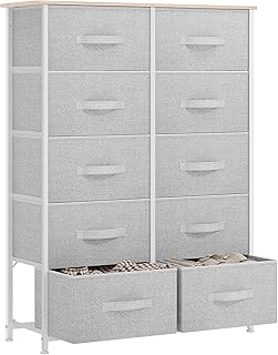 YITAHOME Chest of Drawers, Non-Woven Fabric 10-Drawer Storage Organizer Unit for Bedroom Living Room Closet, Sturdy Steel Frame, Easy Pull Fabric Bins & Wooden Top, Fabric Dresser