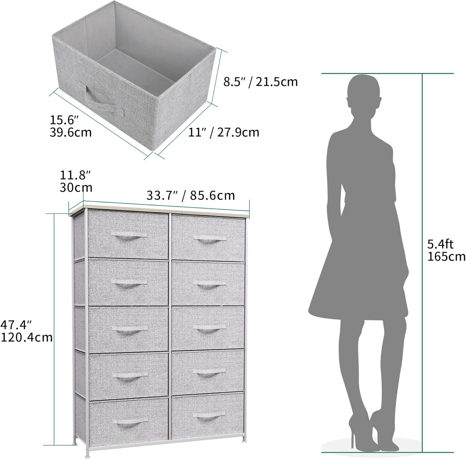 YITAHOME Chest of Drawers, Non-Woven Fabric 10-Drawer Storage Organizer Unit for Bedroom Living Room Closet, Sturdy Steel Frame, Easy Pull Fabric Bins & Wooden Top, Fabric Dresser-2