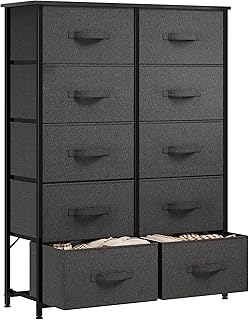 YITAHOME Chest of Drawers, Non-Woven Fabric 10-Drawer Storage Organizer Unit for Bedroom Living Room Closet, Sturdy Steel Frame, Easy Pull Fabric Bins & Wooden Top, Fabric Dresser