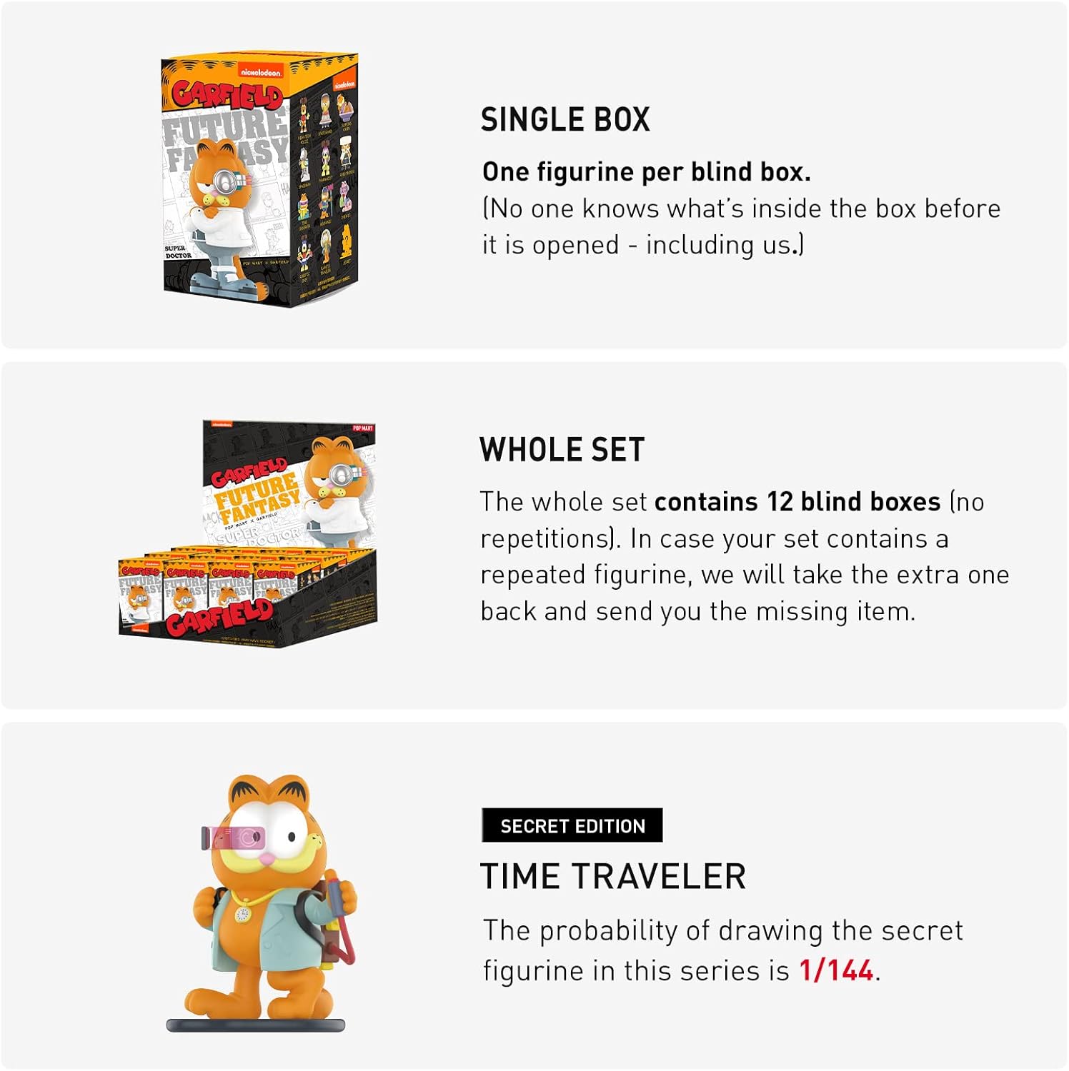 POP MART Garfield Future Fantasy Series Exclusive Action Figure Box Toy Popular Collectible Art Toy Cute Figure Creative Gift, for Christmas Birthday Party Holiday-4