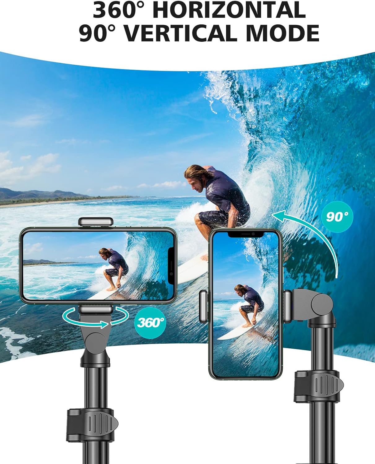 CIRYCASE 55.9" Phone Tripod, Extendable All-In-One Selfie Stick Tripod Stand with Bluetooth Remote & Universal Phone Holder Compatible with iPhone, Galaxy, Camera, Perfect for Selfies/Video Recording-4