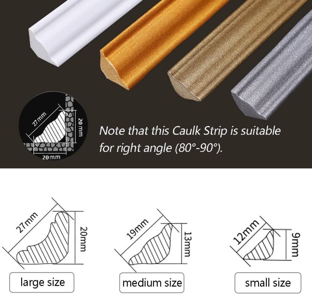 3 Meters PVC Quadrant Trim,Skirting Board,Moulding Trim,Plastic Wall Corner Decoration Edging Strip Self Adhesive,Caulk Strip,Laminate Beading Anti-Mold Skirting Board(19mm*13mm)-1