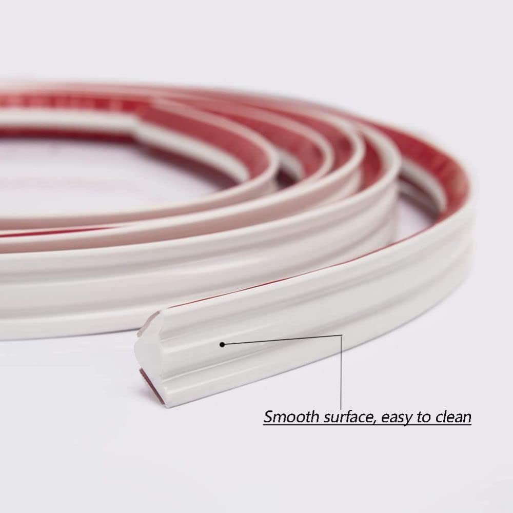 3 Meters PVC Quadrant Trim,Skirting Board,Moulding Trim,Plastic Wall Corner Decoration Edging Strip Self Adhesive,Caulk Strip,Laminate Beading Anti-Mold Skirting Board(19mm*13mm)-4