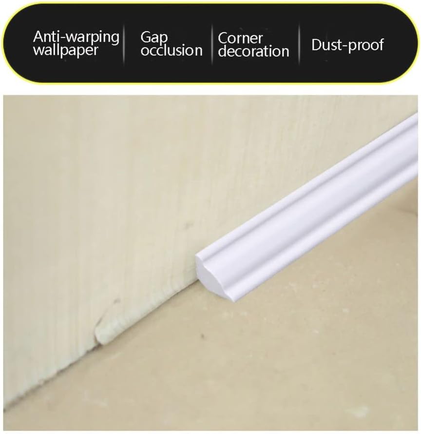 3 Meters PVC Quadrant Trim,Skirting Board,Moulding Trim,Plastic Wall Corner Decoration Edging Strip Self Adhesive,Caulk Strip,Laminate Beading Anti-Mold Skirting Board(19mm*13mm)-6