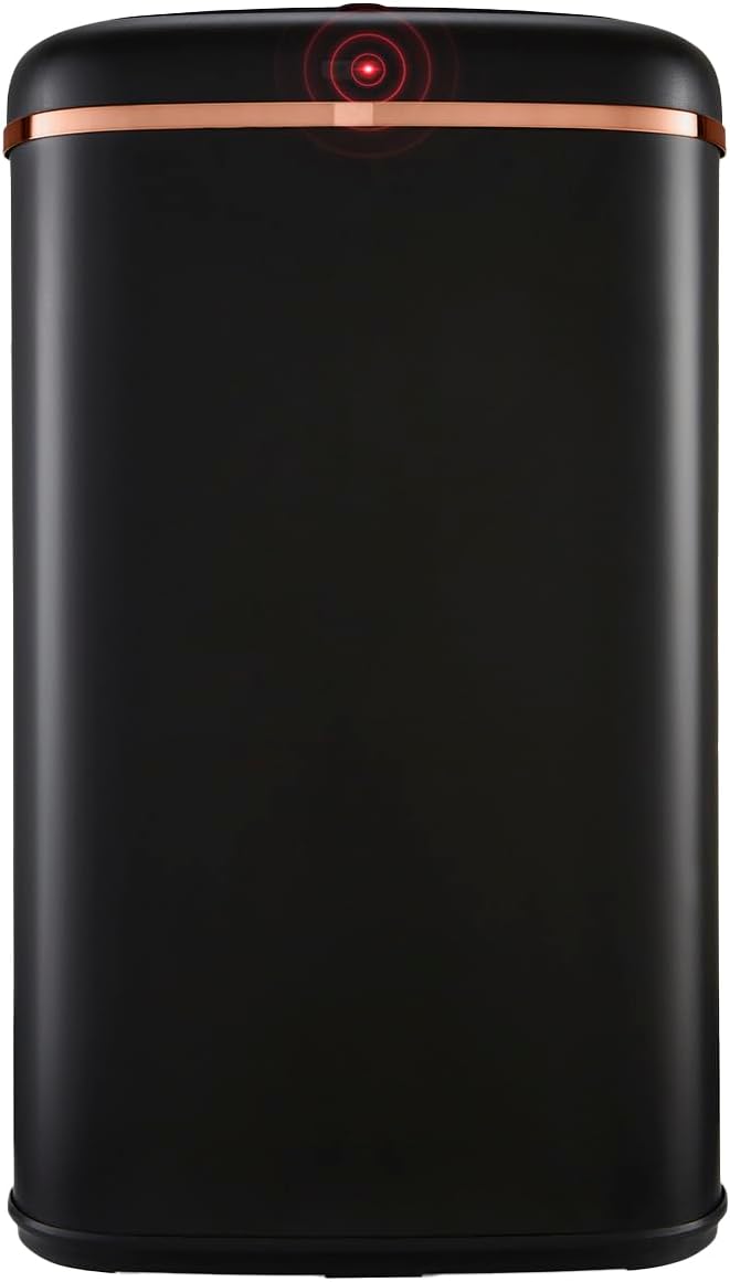 Tower T838010BLK Cavaletto Square Sensor Bin, 58L, Black and Rose Gold-0