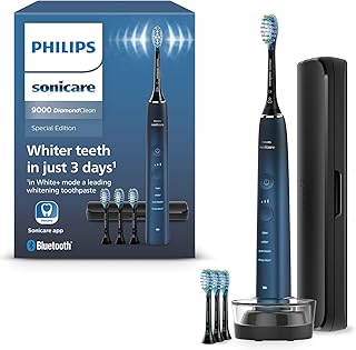 PHILIPS Sonicare DiamondClean 9000 Electric Toothbrush, Special Edition, Sonic Toothbrush with App, Pressure Sensor, 4 Brushing Modes, 3 Intensity Levels, Charging Stand, Aquamarine, Model HX9911/89