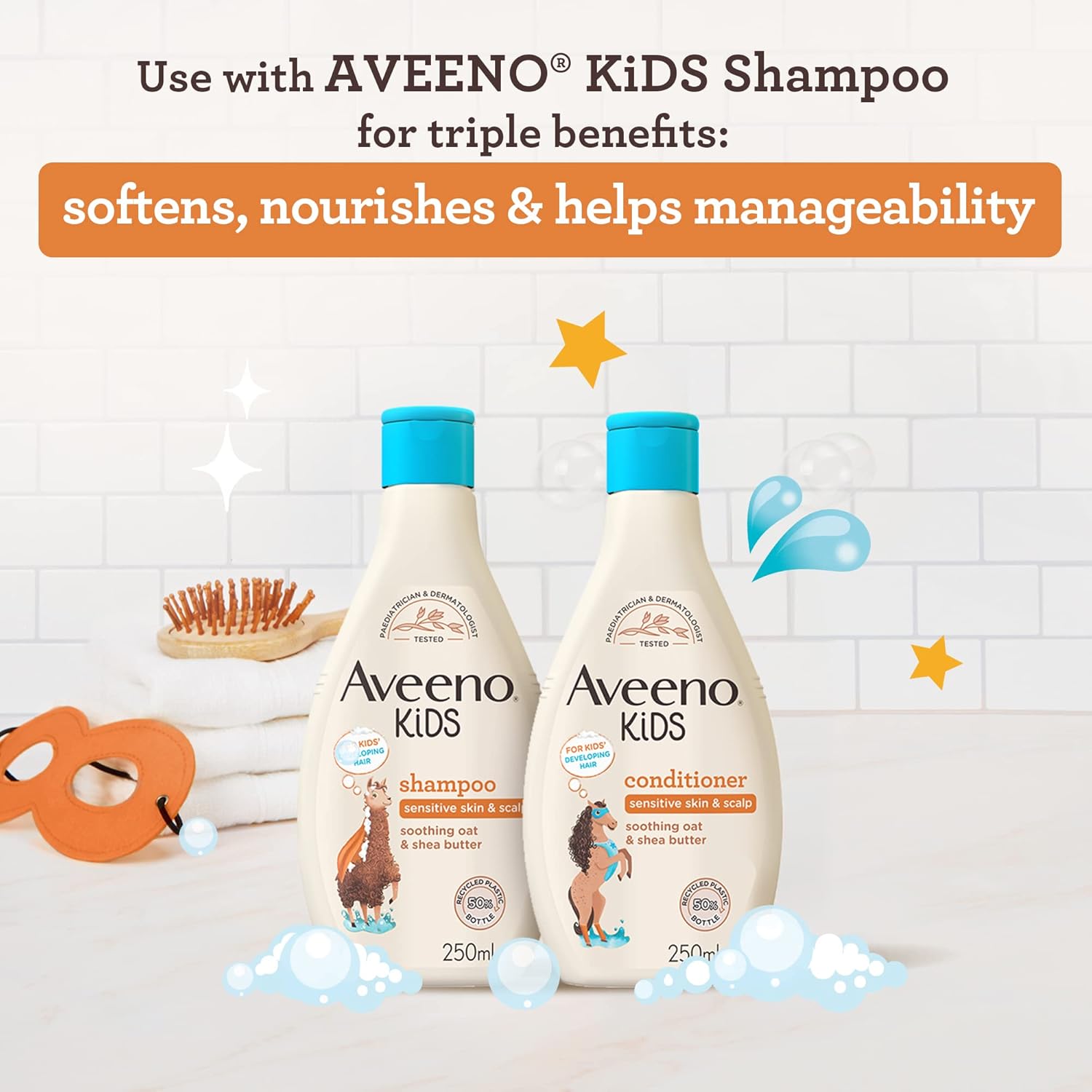 Aveeno Baby Kids Conditioner 250ml | Enriched with Soothing Oat & Shea Butter | Hair Conditioner for Children Developed for Your Little Superhero | Childrens Toiletries Sets-6