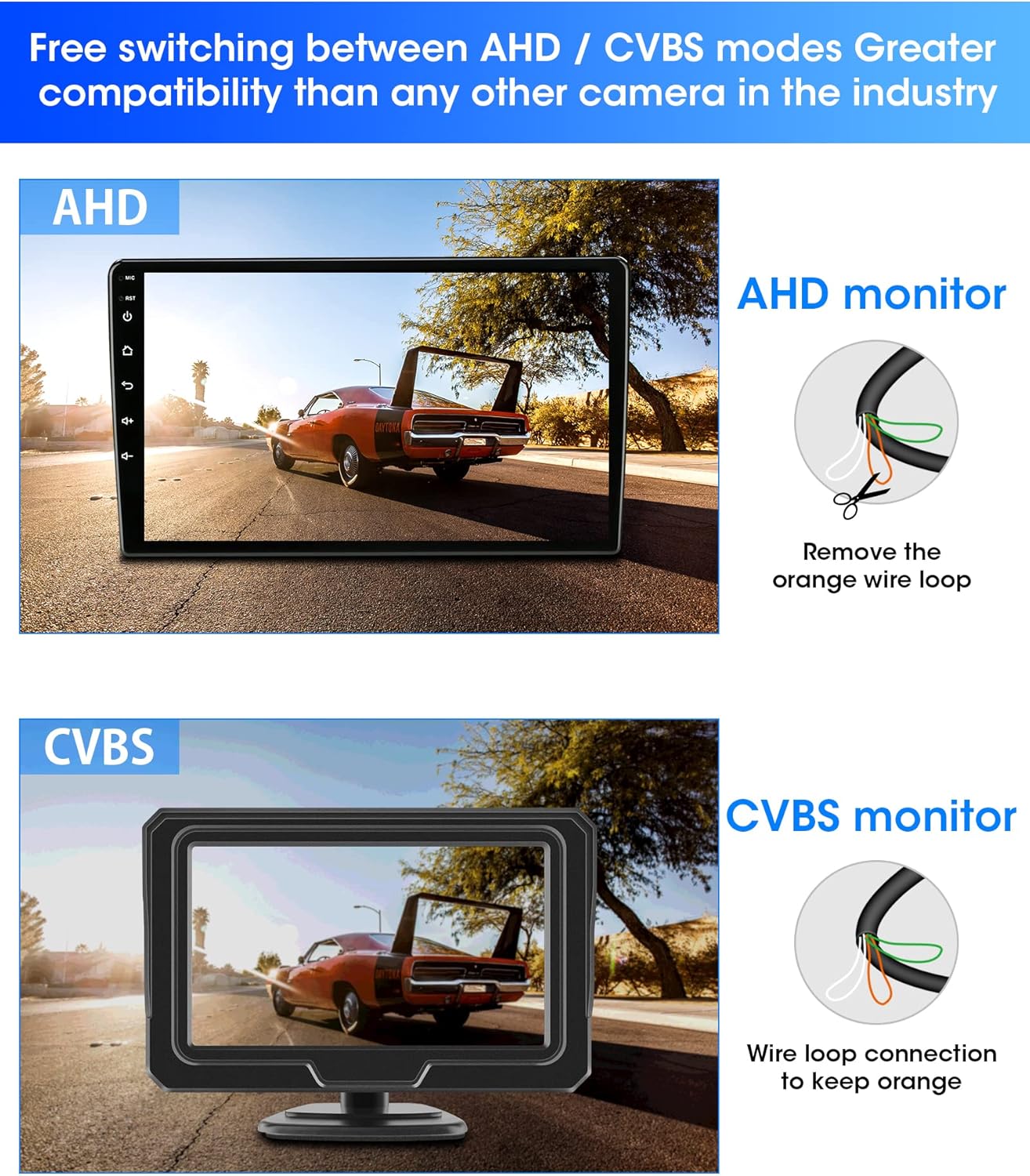 【High Compatibility】 Reversing Camera with 4 Gaskets Adjustable Flexible Mounting Position Car Reverse Camera Universal with Night Vision IP69K Waterproof Rear View Camera for Cars Trucks 12V-3