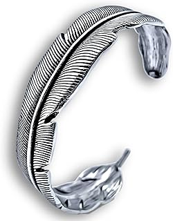 INTERNATIONAL BRANDS EXCESS STOCK TRADING U.K. I BEST U.K Mens Bracelet Silver Feather Bangle in Gift Box