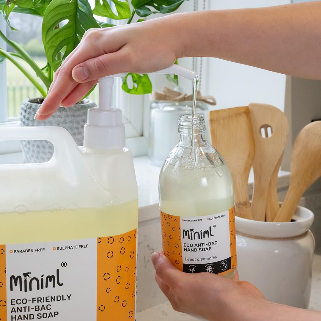 Miniml Antibacterial Hand Wash Soap 5L Refill - Natural Clementine Scented Eco Hand and Body Washing Liquid Gel for Soft and Sensitive Friendly Skin Care - 100% Vegan & Cruelty Free-4