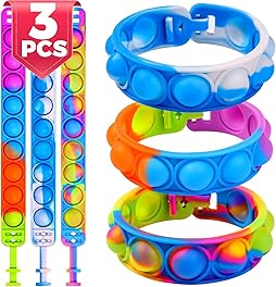 YOGINGO 3 PCS Pop Bracelet it Fidget Toys Pack, Fidget Bracelet Party Gifts, Decompression Wristband with Autistic & ADHD, Fidget Wristband as Return Gifts for kids, Fidgets Novelty Girls