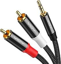 VIOY Phono to 3.5mm Jack Cable [3M], RCA Male to 3.5mm Male Headphone Jack Stereo Splitter Red and White Aux Cable Compatible with TV Phone Laptop Mixer DVD Controller Hi-Fi Speaker Car Amplifier