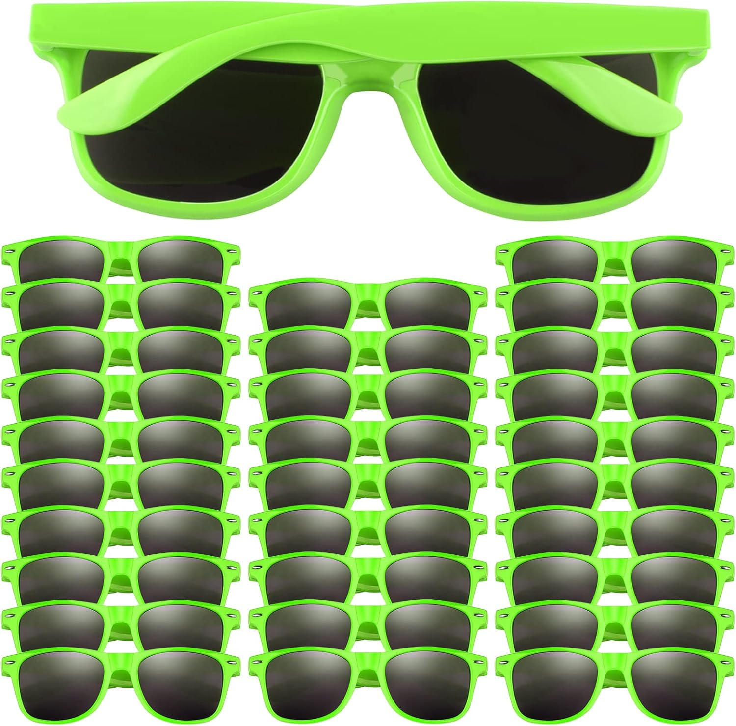 FEPITO 30 Pieces Green Party Sunglasses for kids Birthday Party supplies Treat Bag Fillers for Beach Pool Party Toys-0