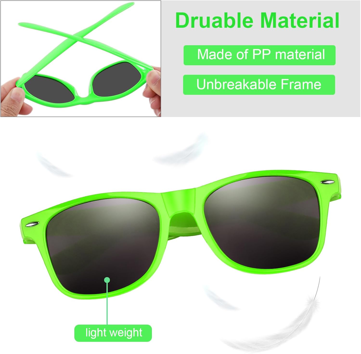 FEPITO 30 Pieces Green Party Sunglasses for kids Birthday Party supplies Treat Bag Fillers for Beach Pool Party Toys-2