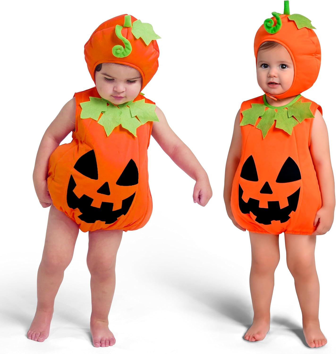 Spooktacular Creations Baby Pumpkin Costume, Cute Pumpkin Outfit With Hood For Toddler, Infant, Orange Sleeveless Halloween Costume for Dress Up Parties (12-18 months)-0