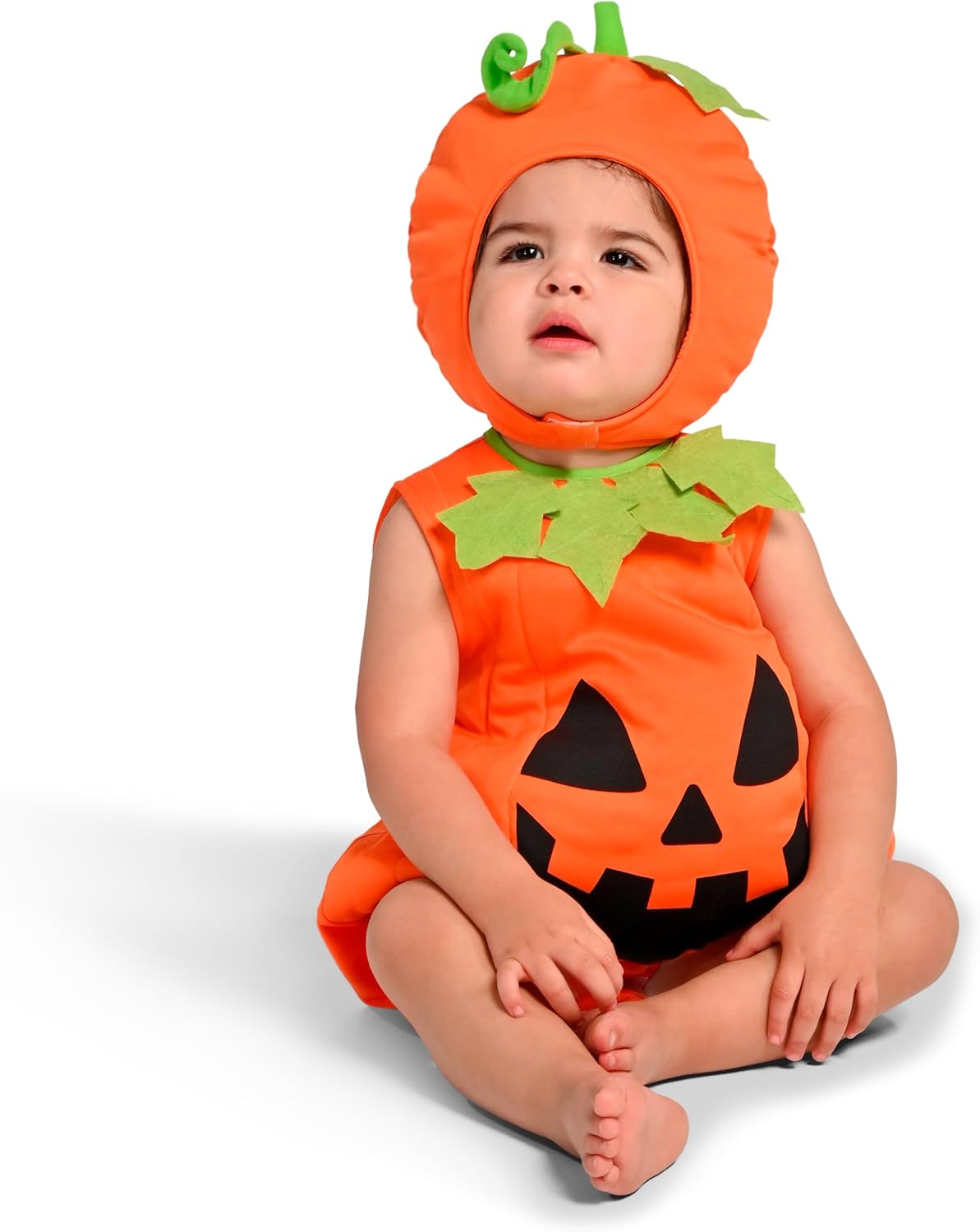 Spooktacular Creations Baby Pumpkin Costume, Cute Pumpkin Outfit With Hood For Toddler, Infant, Orange Sleeveless Halloween Costume for Dress Up Parties (12-18 months)-3