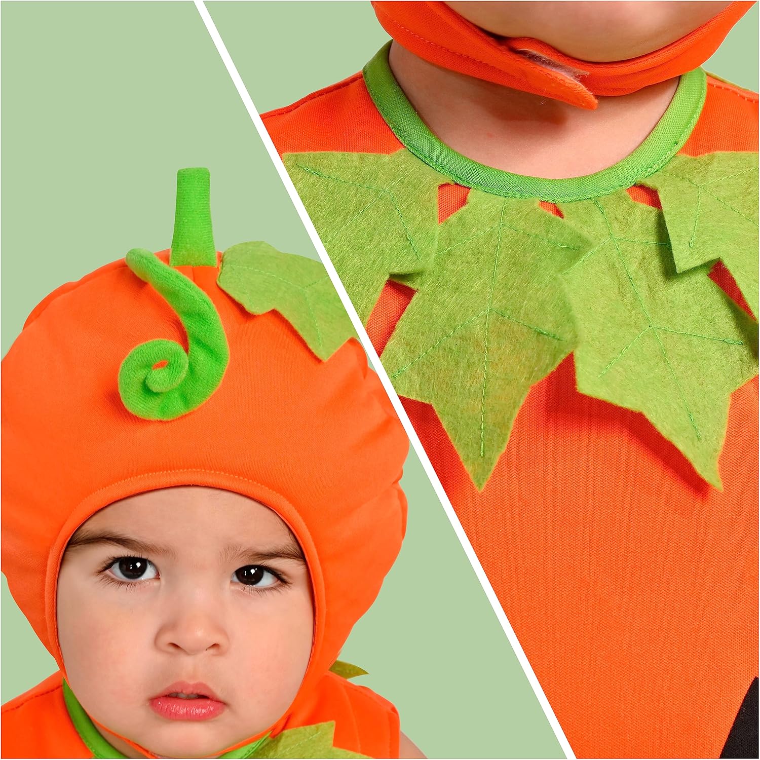 Spooktacular Creations Baby Pumpkin Costume, Cute Pumpkin Outfit With Hood For Toddler, Infant, Orange Sleeveless Halloween Costume for Dress Up Parties (12-18 months)-4