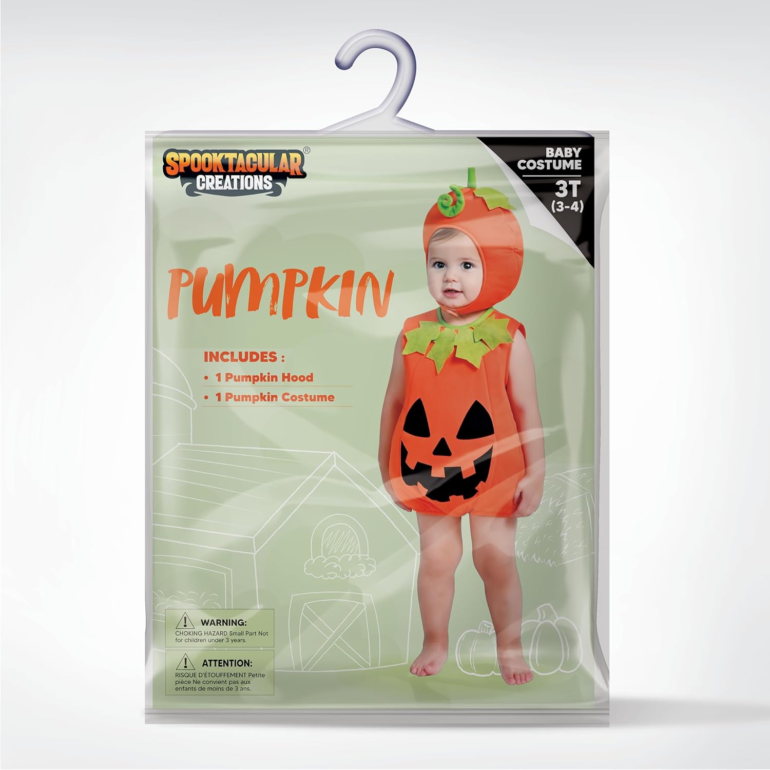 Spooktacular Creations Baby Pumpkin Costume, Cute Pumpkin Outfit With Hood For Toddler, Infant, Orange Sleeveless Halloween Costume for Dress Up Parties (12-18 months)-5