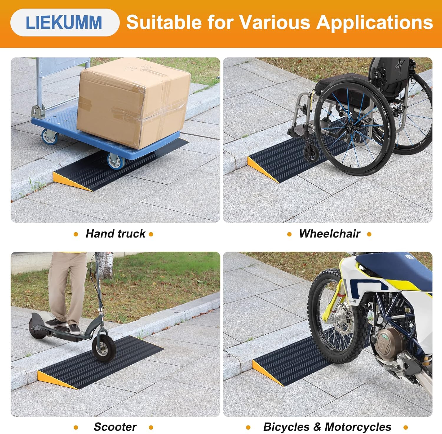 LIEKUMM Threshold Ramps, 5cm Rise Mobility Scooter Ramps, Ramps for Wheelchairs, Ramp for Threshold, Step, Doorways, Aluminum Ramp for Scooter, 800KG Capacity-1