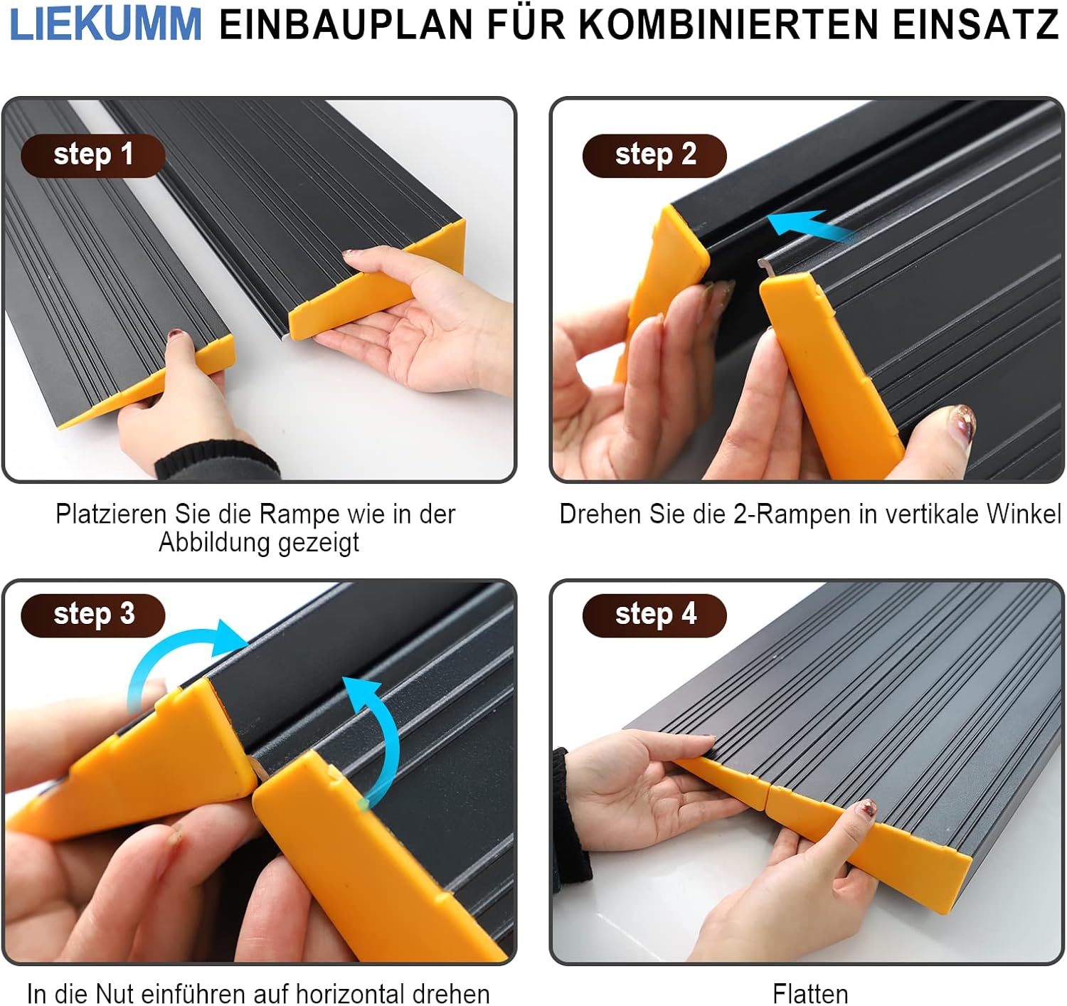 LIEKUMM Threshold Ramps, 5cm Rise Mobility Scooter Ramps, Ramps for Wheelchairs, Ramp for Threshold, Step, Doorways, Aluminum Ramp for Scooter, 800KG Capacity-3