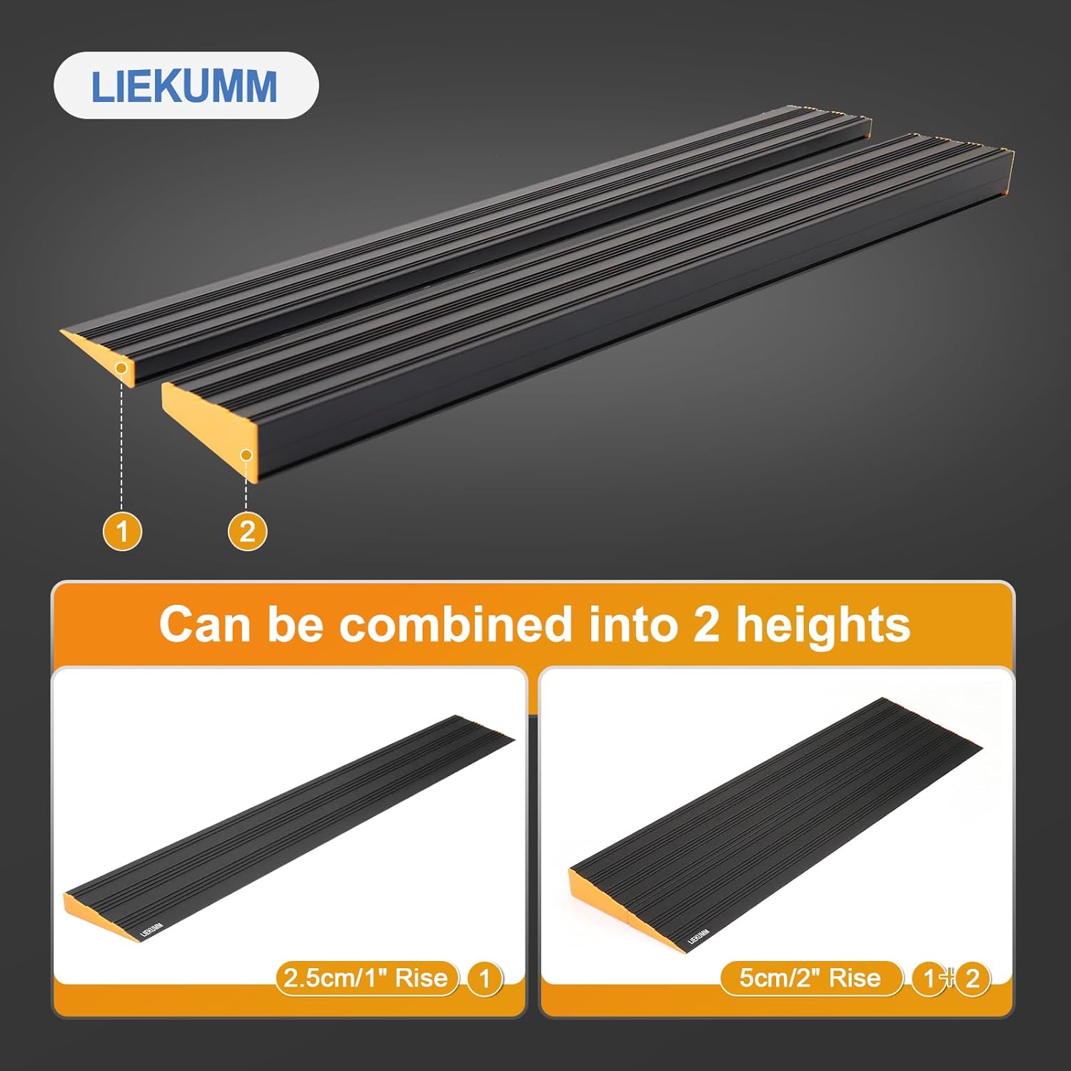 LIEKUMM Threshold Ramps, 5cm Rise Mobility Scooter Ramps, Ramps for Wheelchairs, Ramp for Threshold, Step, Doorways, Aluminum Ramp for Scooter, 800KG Capacity-6