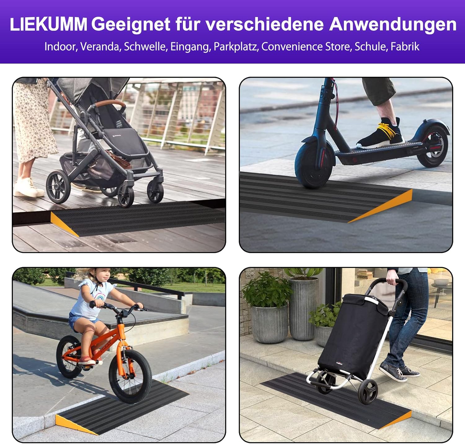 LIEKUMM Threshold Ramps, 5cm Rise Mobility Scooter Ramps, Ramps for Wheelchairs, Ramp for Threshold, Step, Doorways, Aluminum Ramp for Scooter, 800KG Capacity-7