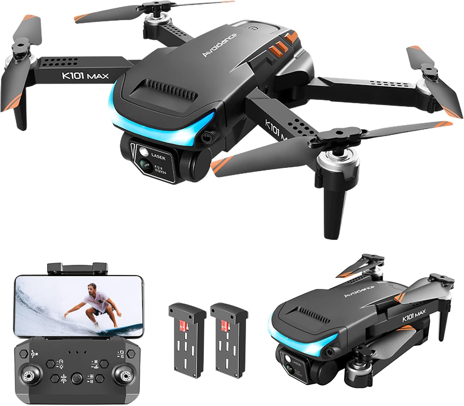 Drone with Camera for Adults 1080P HD Camera, Drone for Beginners with Altitude Hold, One Key Landing, Obstacle Avoidance, Speed Adjustment, Headless Mode, 3D Flips, 2 Modular Batteries-0