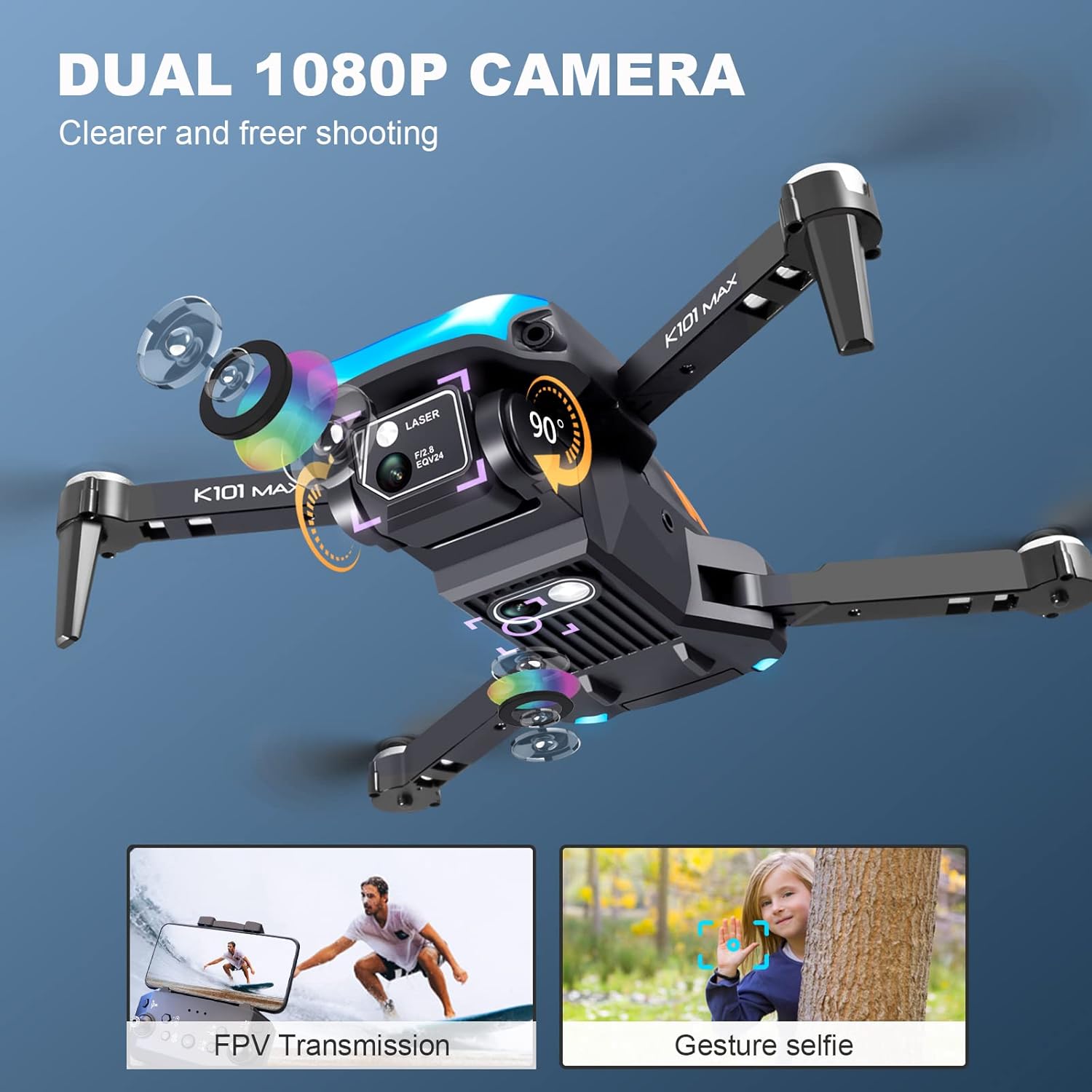 Drone with Camera for Adults 1080P HD Camera, Drone for Beginners with Altitude Hold, One Key Landing, Obstacle Avoidance, Speed Adjustment, Headless Mode, 3D Flips, 2 Modular Batteries-1