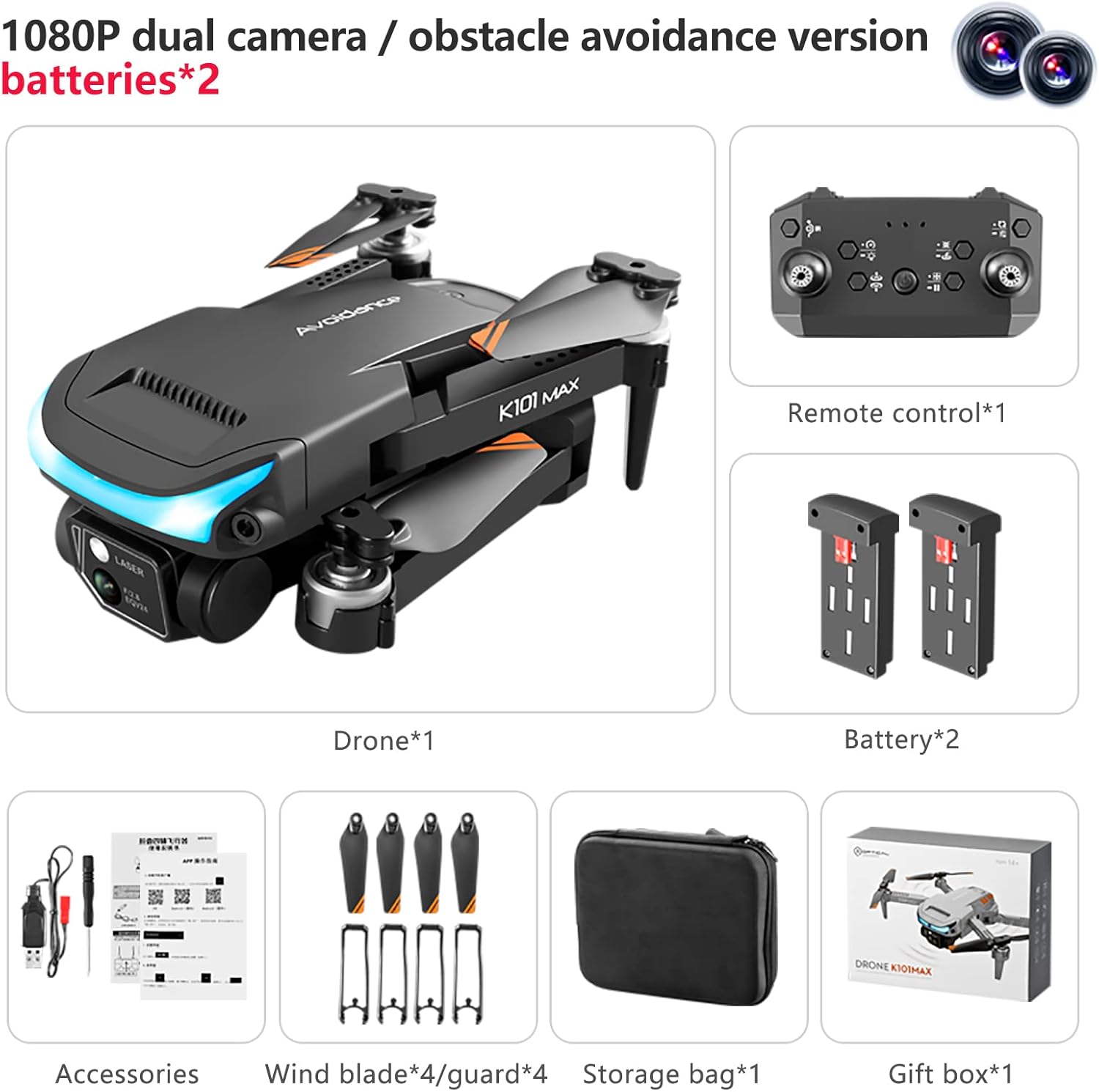 Drone with Camera for Adults 1080P HD Camera, Drone for Beginners with Altitude Hold, One Key Landing, Obstacle Avoidance, Speed Adjustment, Headless Mode, 3D Flips, 2 Modular Batteries-5