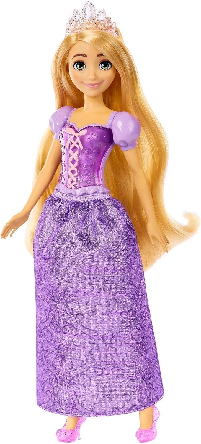 Mattel Disney Princess Rapunzel Doll, Tangled Rapunzel in Signature Clothing, Collectible Fashion Doll, Poseable Doll with Blonde Hair, Tiara Crown, Doll Accessories, Toys for Ages 3 and Up, HLW03-0