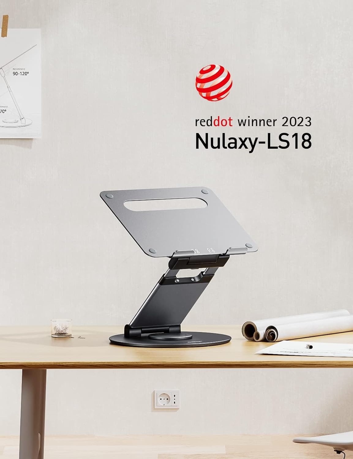 NULAXY Telescopic 360 Rotating Laptop Stand for Desk Adjustable Height Swivel Pull Out Design Laptop Riser Holder Computer Stand Compatible with All MacBook Laptops up to 17", Grey-1