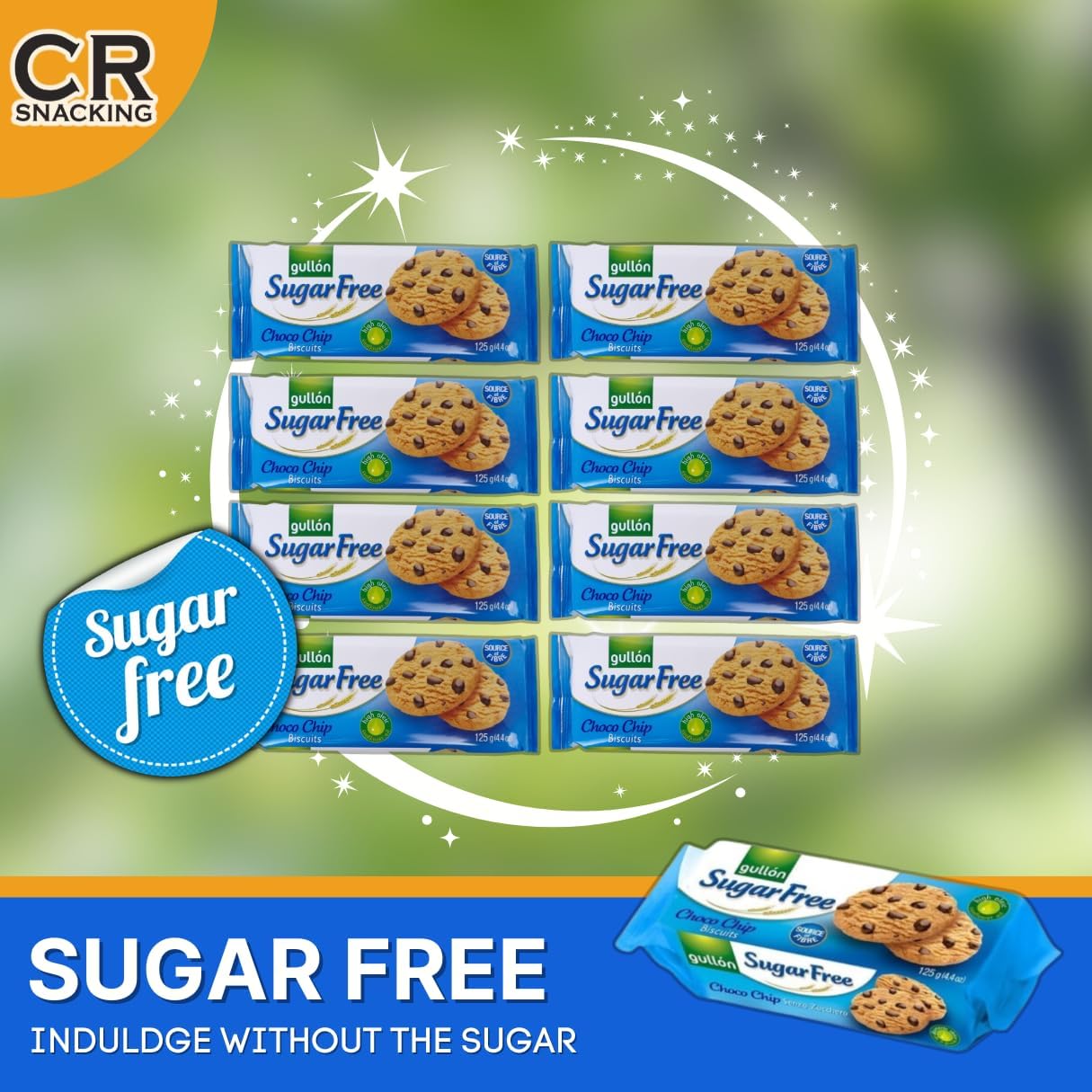 GULLON SUGAR FREE COOKIES (8x125g) - Individually Packaged Biscuits, Chocolate Chips Sugar Free | Sugar Free Biscuits And Cookies, Sugar-Free Chocolate | Sugar Free Diet, Sugar Free Snacks-2