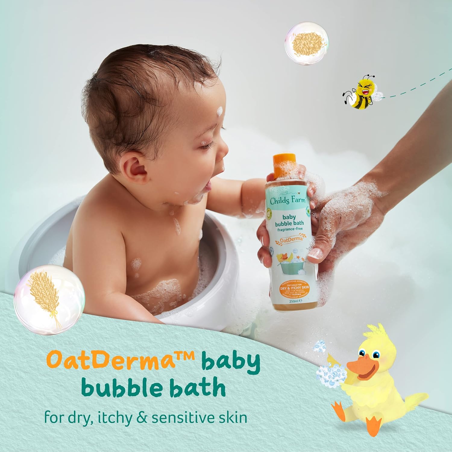 Childs Farm | Baby OatDerma Regime Bundle | OatDerma Baby Moisturiser, Wash & Bedtime Bubbles 250ml | Suitable for Newborns with Dry, Itchy & Eczema-Prone Skin, Clear-2