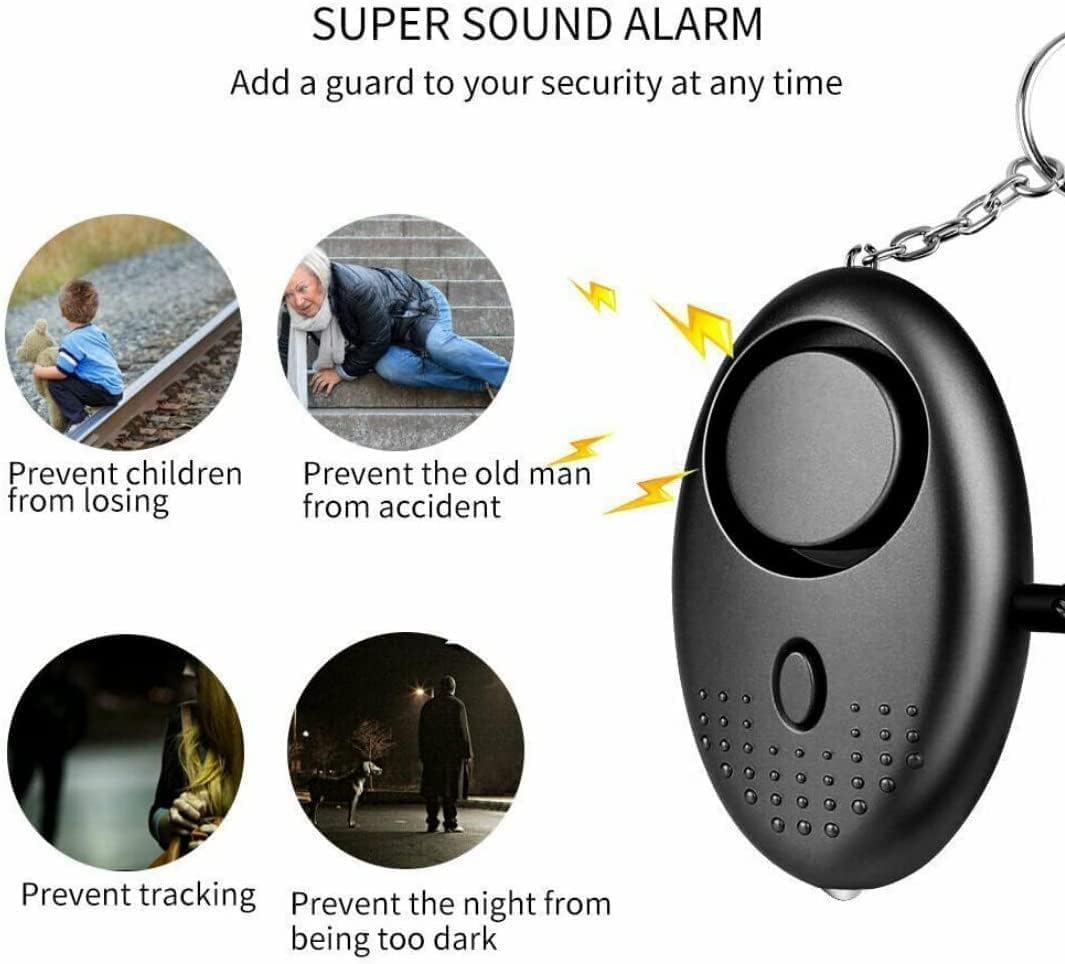 Personal Safety Alarms For Women,Reusable Police Approved 140DB Super-Loud! Siren, Small Personal Security Alarm with LED Light,Torch Keychain for Women, Girls, Children and Elderly (Black)-1