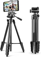 UBeesize FR64 64 Inch Mobile Phone Tripod, Tripod Smartphone with Remote Control and Phone Holder, Lightweight Camera Tripod for Selfie, Video Recording, Live Streaming, Compatible with Mobile