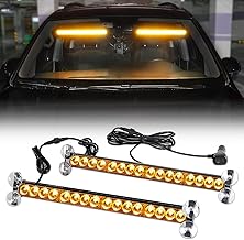 ROUTEKING 2x17Inch Led Car Strobe Warning Lights - 32LED Emergency IP65 Flashing Recovery Warning Strobe Light Beacon, 23 Flash Patterns Flashing Light for Car Vehicles Trucks (Amber)