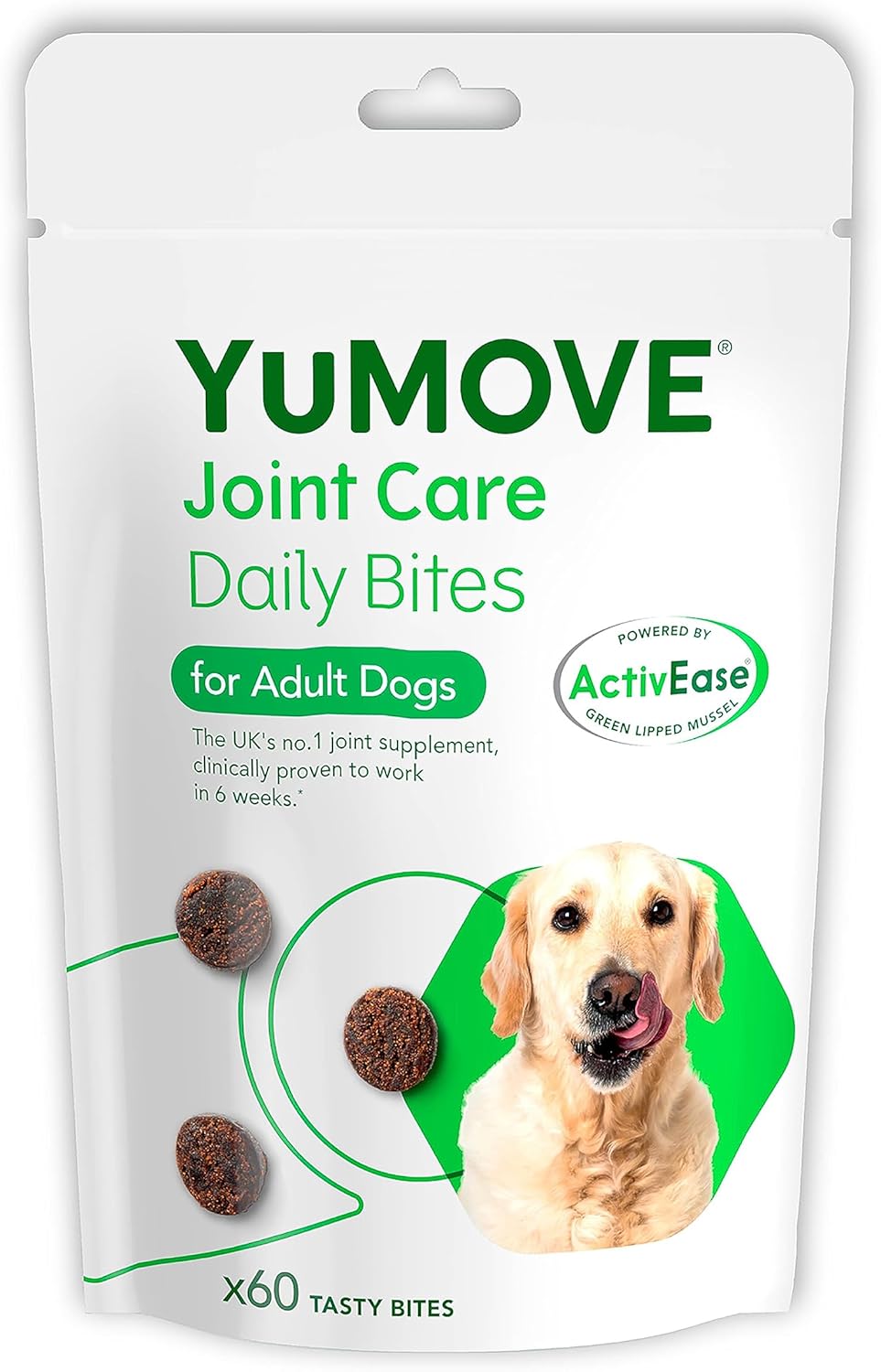 YuMOVE Daily Bites For Adult Dogs | Joint Supplement for Dogs, with Glucosamine, Chondroitin, Green Lipped Mussel | Aged 6-8 | 60 Chews-0