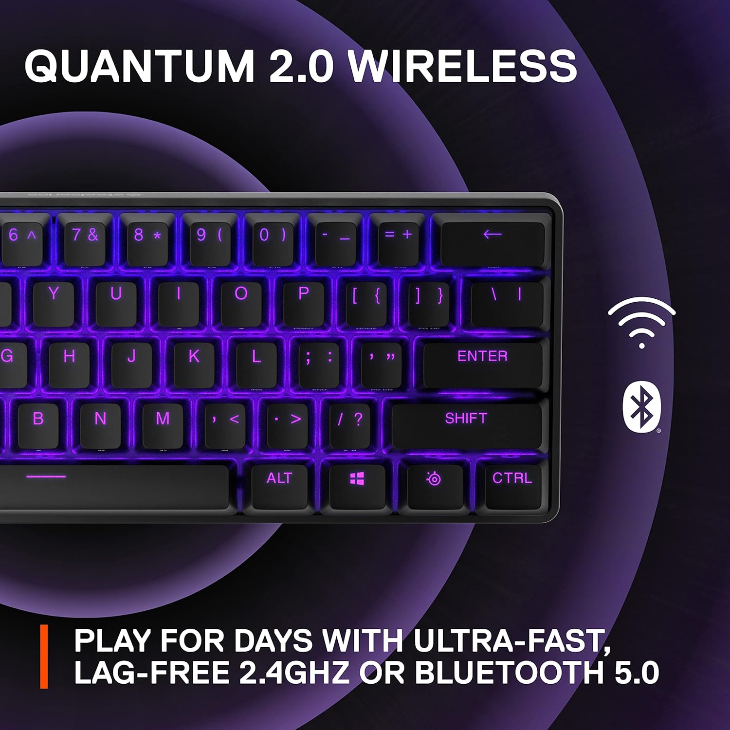 SteelSeries Apex Pro Mini Wireless HyperMagnetic Gaming Keyboard - World's Fastest Keyboard - Compact 60% Form Factor - Adjustable Actuation - RGB - Bluetooth - 2.4GHz - USB-C - English QWERTY Layout-7