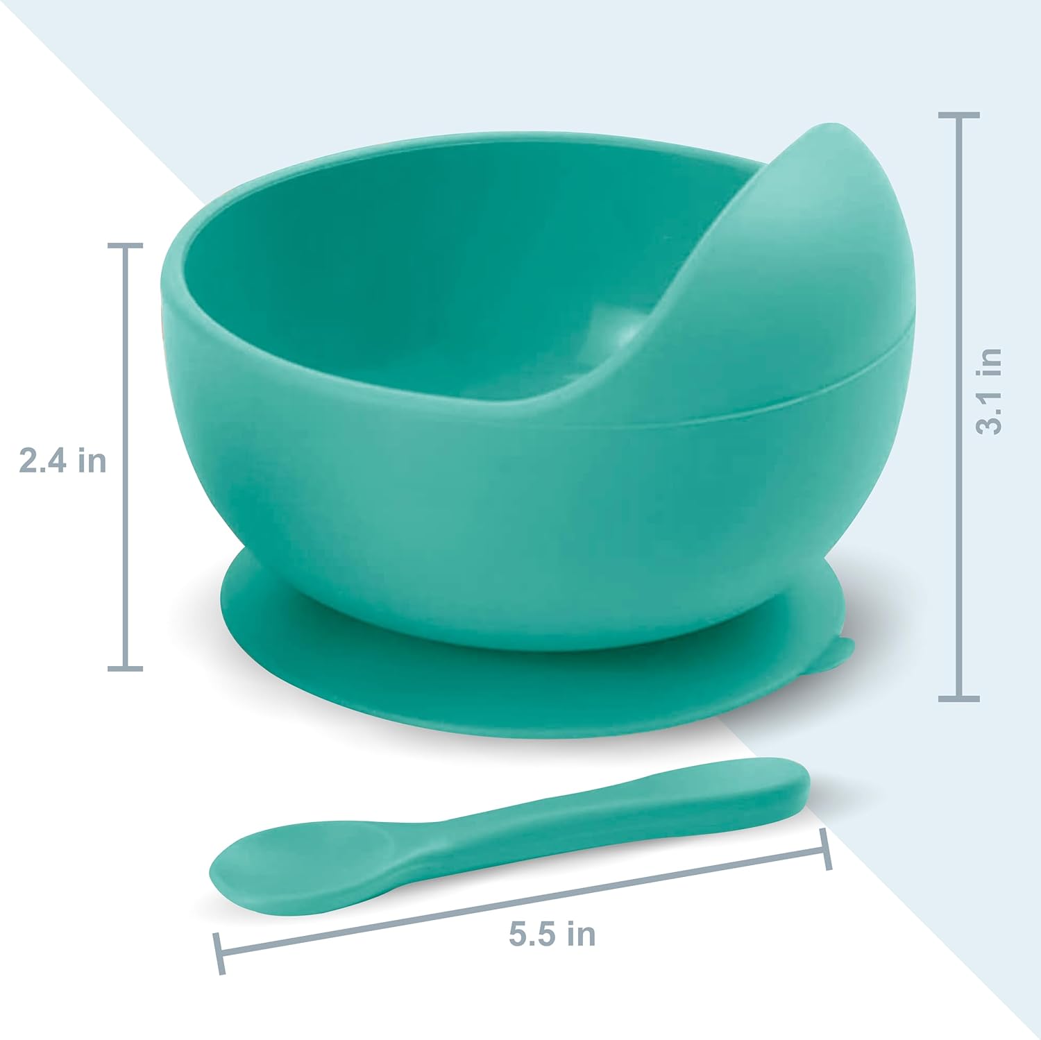 Xabono Baby Plates with Suction BPA Free Suction Plate Easy to Wash Suction Bowls for Baby and Silicone Baby Spoon Ejoyable Desing Baby Bowls First Food Baby Suction Plate Bowl (Mint) (SBBUK2022)-6