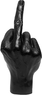 LECMACY Vertical Middle Finger Hand Gesture Desk Creative Statues, Personality Finger Gifts for Mannequin Jewelry Display Holder, Friends Family, Shop, Home Office Playroo Decor (Black-B)