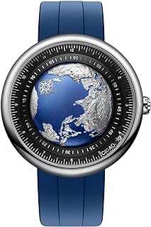 CIGA Design Mechanical Automatic Watch - Blue Planet U Series Wristwatch Round Stainless Steel/Titanium/Ceramic Case Sapphire Crystal for Men and Women with Fluororubber Strap