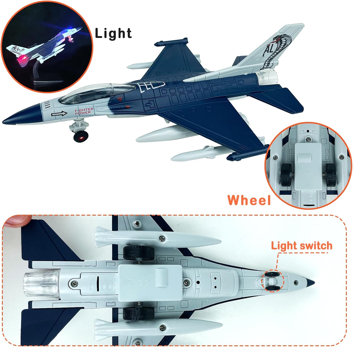 Tcvents Airplane- Diecast Plane Toys for 3 4 5 6+ Year Old Boys Birthday Gifts,Model Plane Fighter Jet with Pull Back & Sounds Function and Holder-1