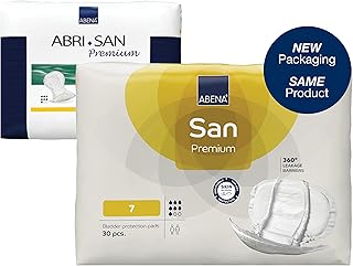 ABENA San Premium Mens & Womens Incontinence Pads, Breathable & Comfortable, Fast Absorption, Discreet & Effective Shaped Incontinence Pads for Men/Women - Premium 7, 2100ml Absorbency, 30PK